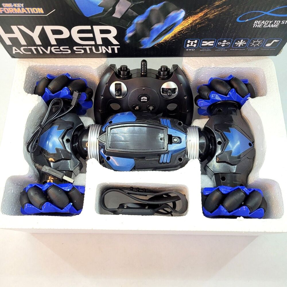 Remote Control Car Stunt Vehicle ELECTRIC BLUE 4WD, Multi directional Lights Up